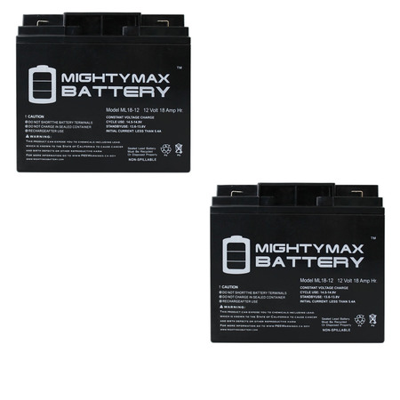 12V 18AH F2 Battery Replaces Drager 2C Narkomed Anesthesia - 2 Pack -  MIGHTY MAX BATTERY, ML18-12F2MP290